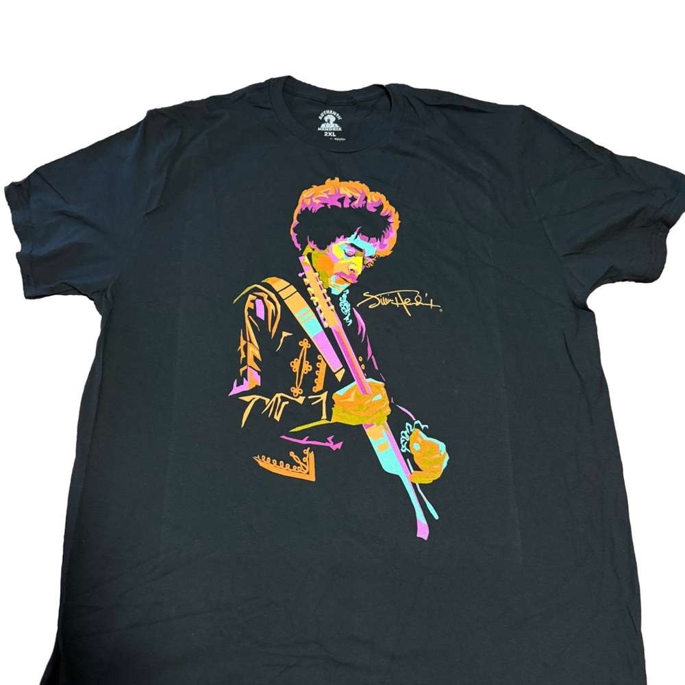 Jimi Hendrix Shirt Mens 2XL Black Authentic Hendrix Graphic Rock Band T-Shirt